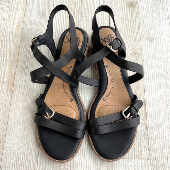Sofft | Shoes | Sofft Nadie Ii Leather Sandal Black Size 8 | Poshmark